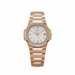 Patek Philippe Nautilus 7010/1R-011 'Ladies' Rose Gold Silver Dial Diamond Bezel Quartz (2019)