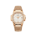 Patek Philippe Nautilus 7010R-011 'Ladies' Rose Gold Silvery Opaline Dial Diamond Bezel