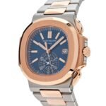 Patek Philippe Nautilus 5980/1AR-001 Chronograph Stainless Steel Rose Gold Blue Dial (2023) - Image 4